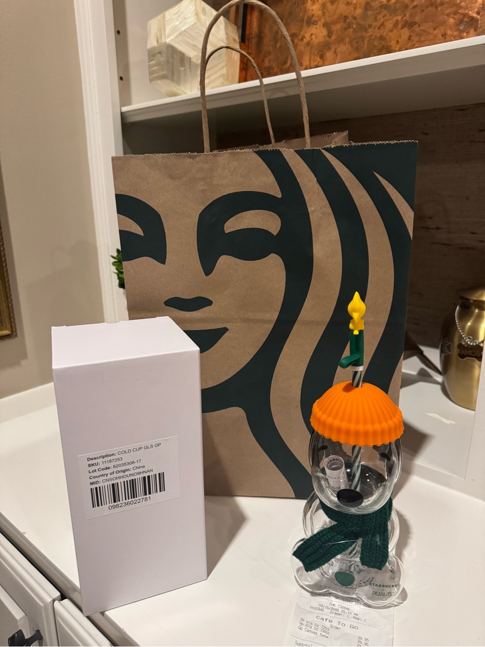 Starbucks x peanuts Snoopy Glass Beanie Cold Cup Fall 2026. New in box! In hand